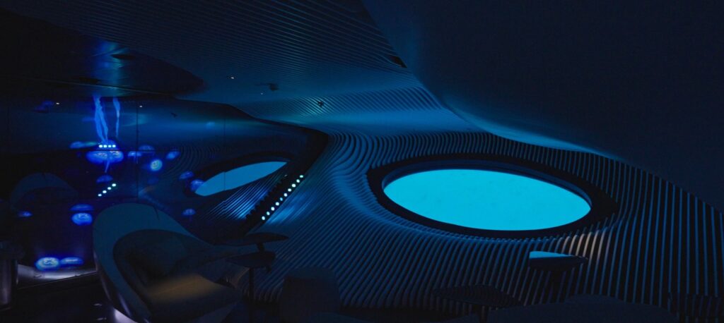 The Blue Eye underwater observatory lounge on Dumont D'Urville. Photo: Harmeet Sehgal